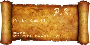 Pritz Kamill névjegykártya